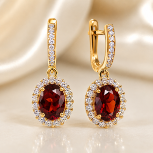 Garnet Diamond Earrings